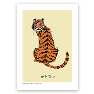 Poet and Painter 'Hello Tiger' Original Art Print A4